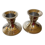 Pair of small silver metal candlesticks