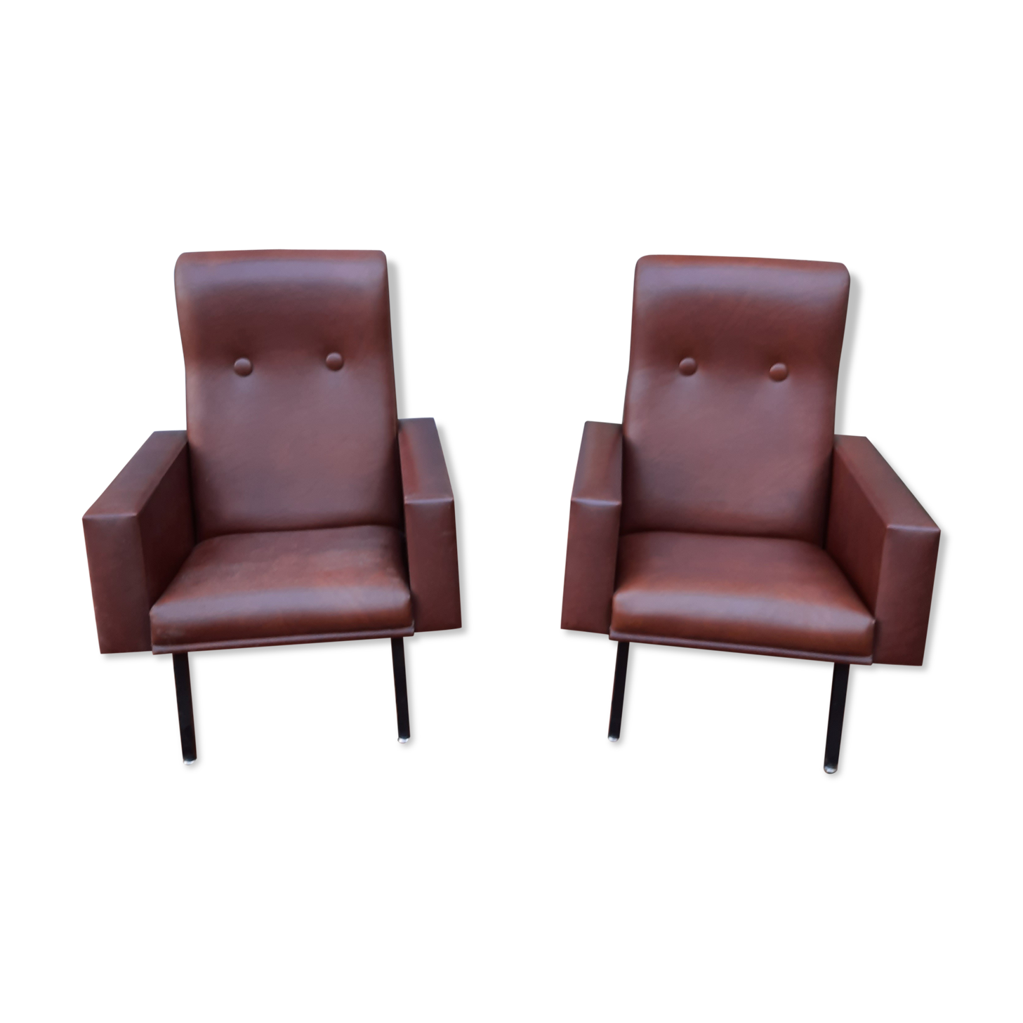 Paire de fauteuils en skaï année 50