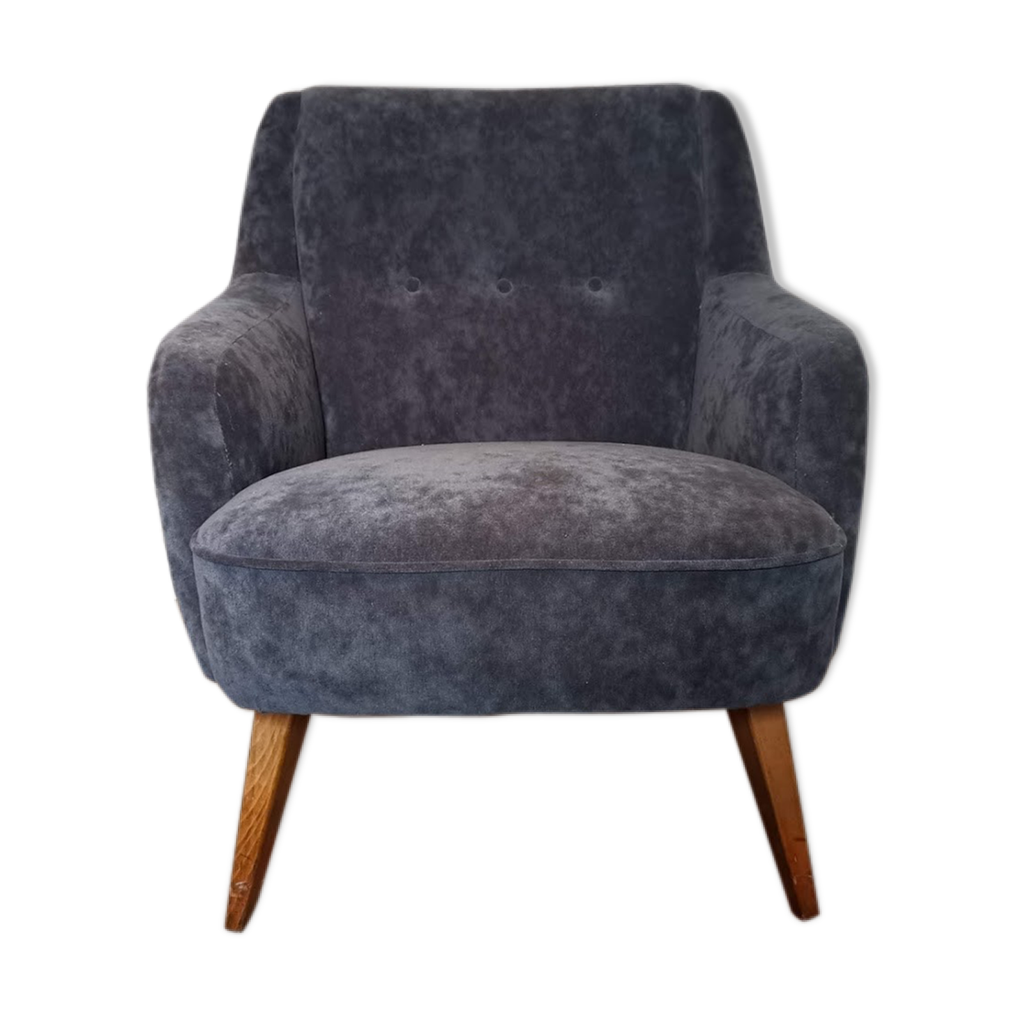 fauteuil années 50 60 velour gris