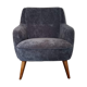 Fauteuil années 50 60  velour gris