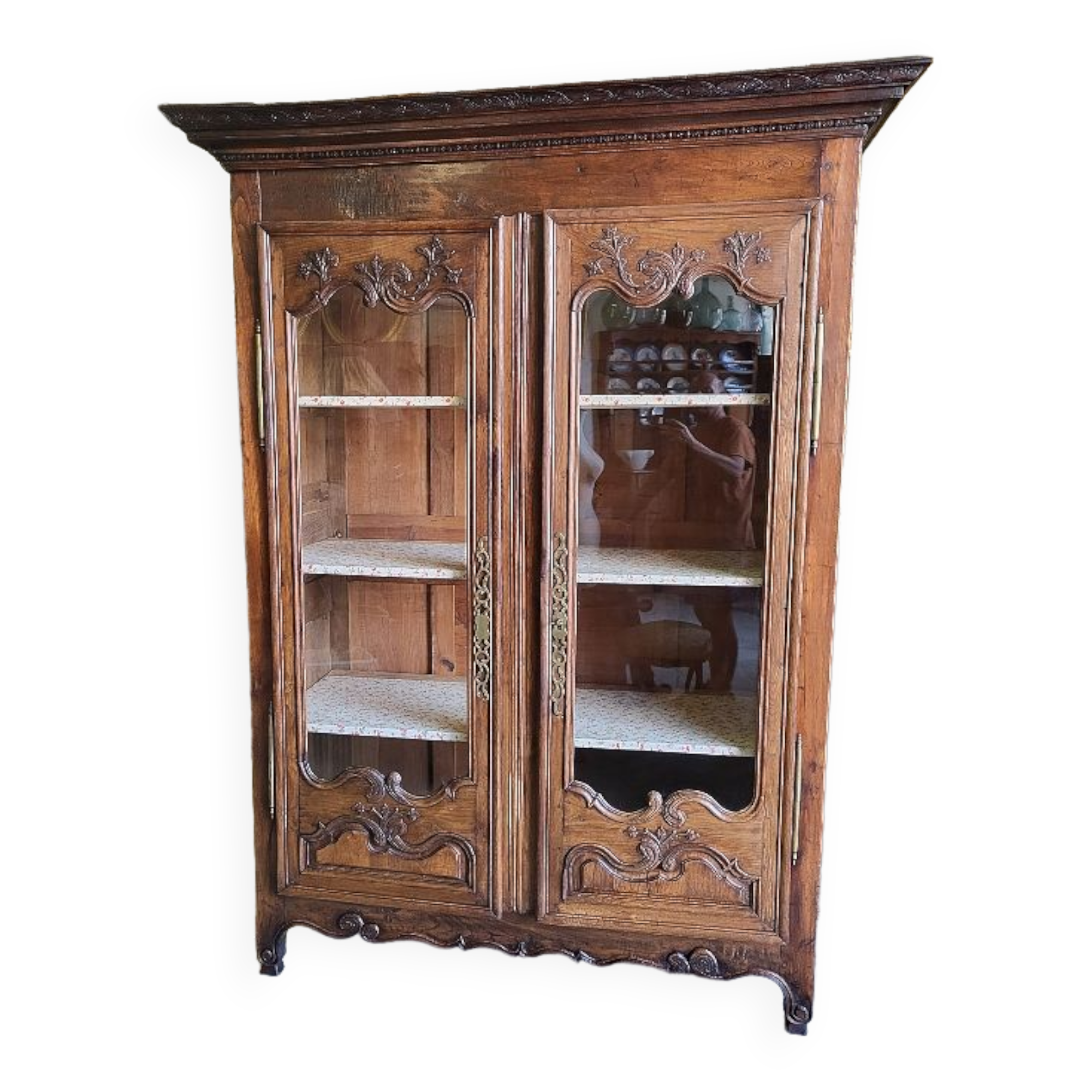 Showcase bibliotheque louis xv in chene of the xix th century