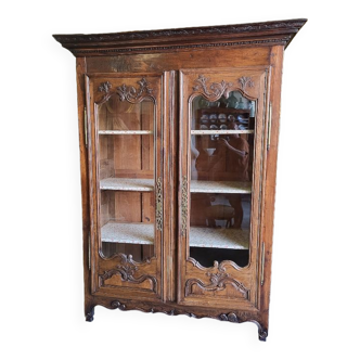 Vitrine bibliotheque louis xv en chene du xix ème siecle