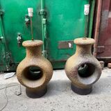 Set of 2 Danish modernist stoneware lamps from the mid-century, 1960s