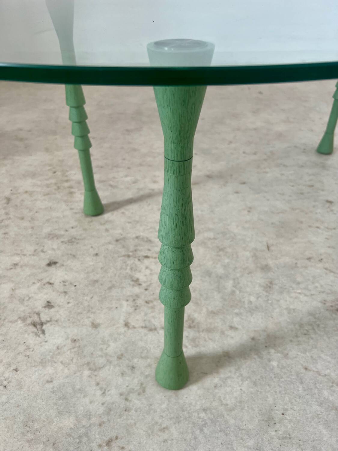 Old bean coffee table free form glass top Italian design 80s vintage