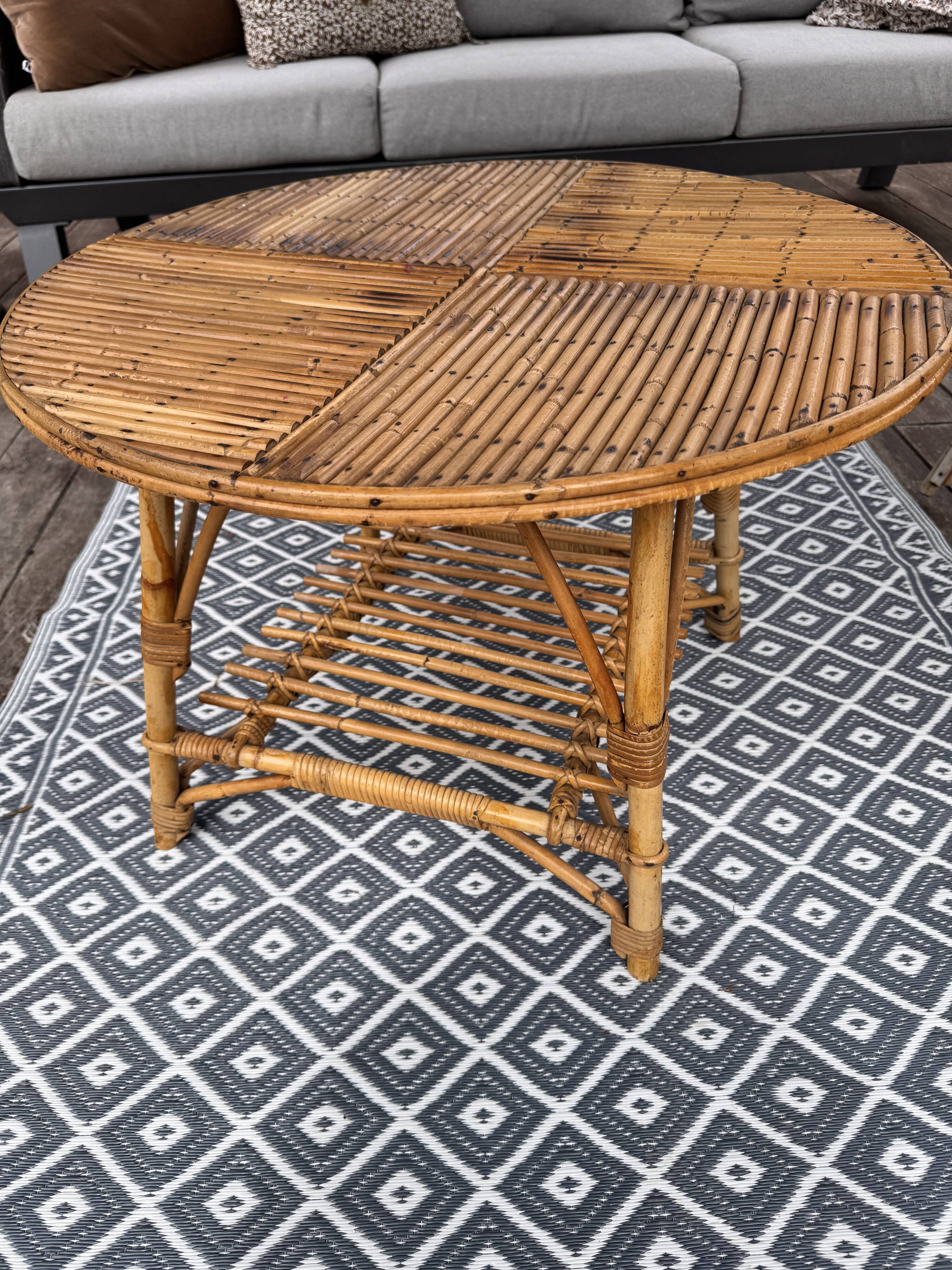 table basse rotin vintage, style Audoux et minet