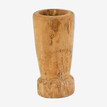 Old wooden mortar - H.26cm