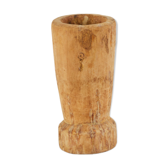 Old wooden mortar - H.26cm