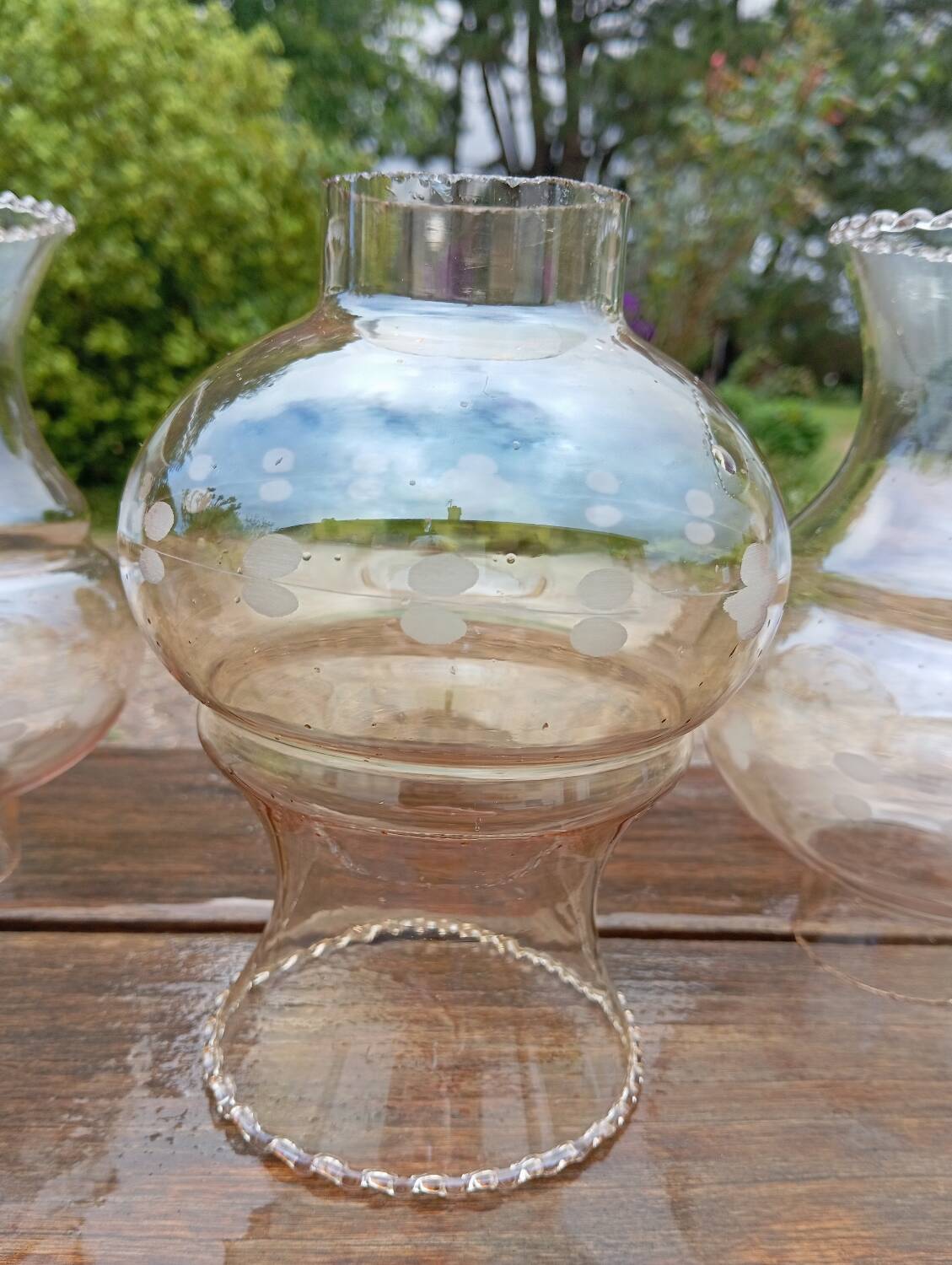 3 amber tulip globes art deco style for chandelier or wall light