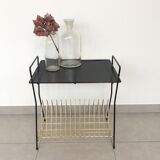 Table support vinyles en métal noir et or