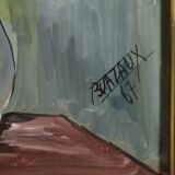 Watercolor 'Vase au Bouquet 1967' signed by BUAZAUX