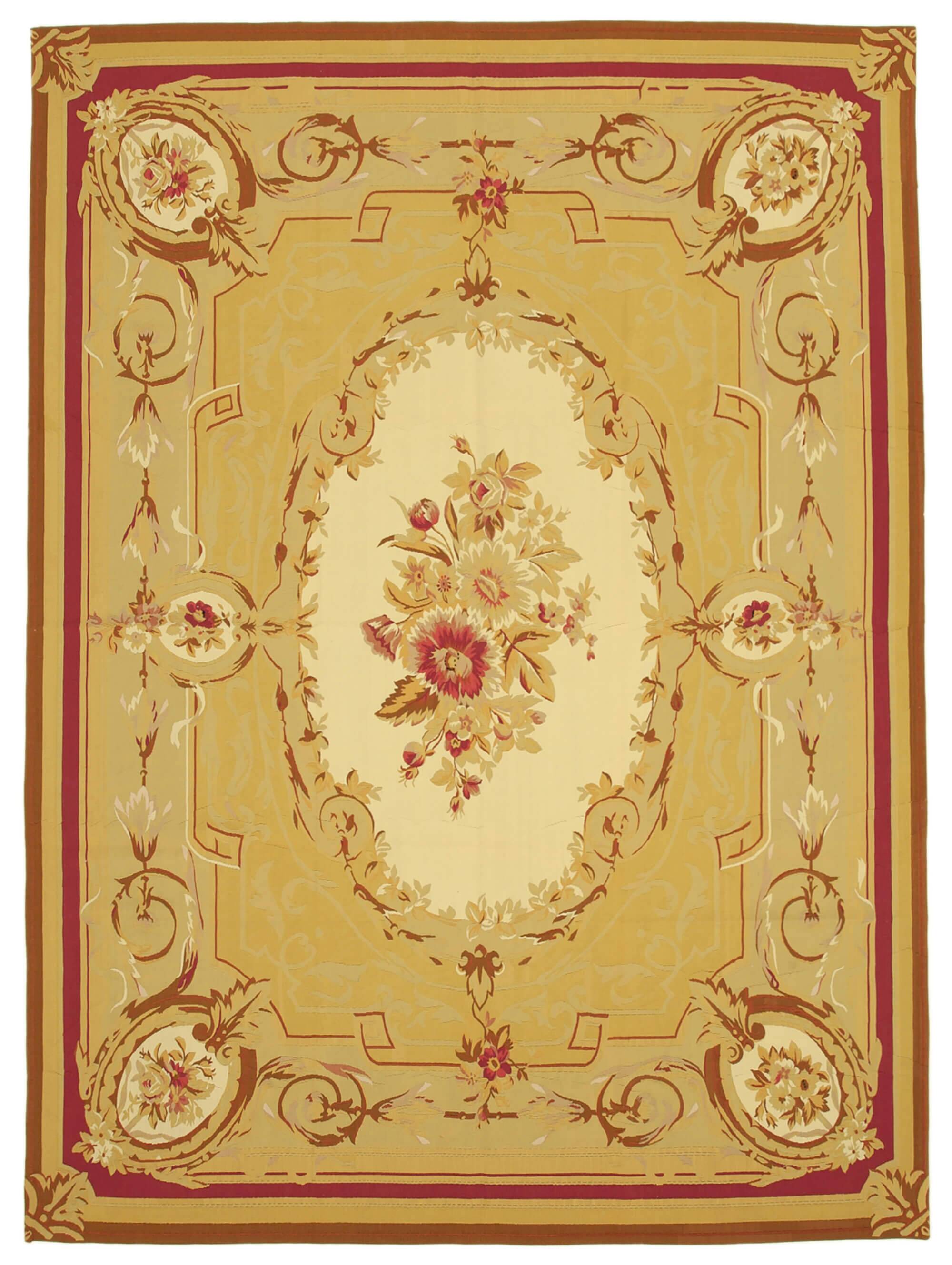 Handmade European Vintage Aubusson Kilim 268 cm x 367 cm