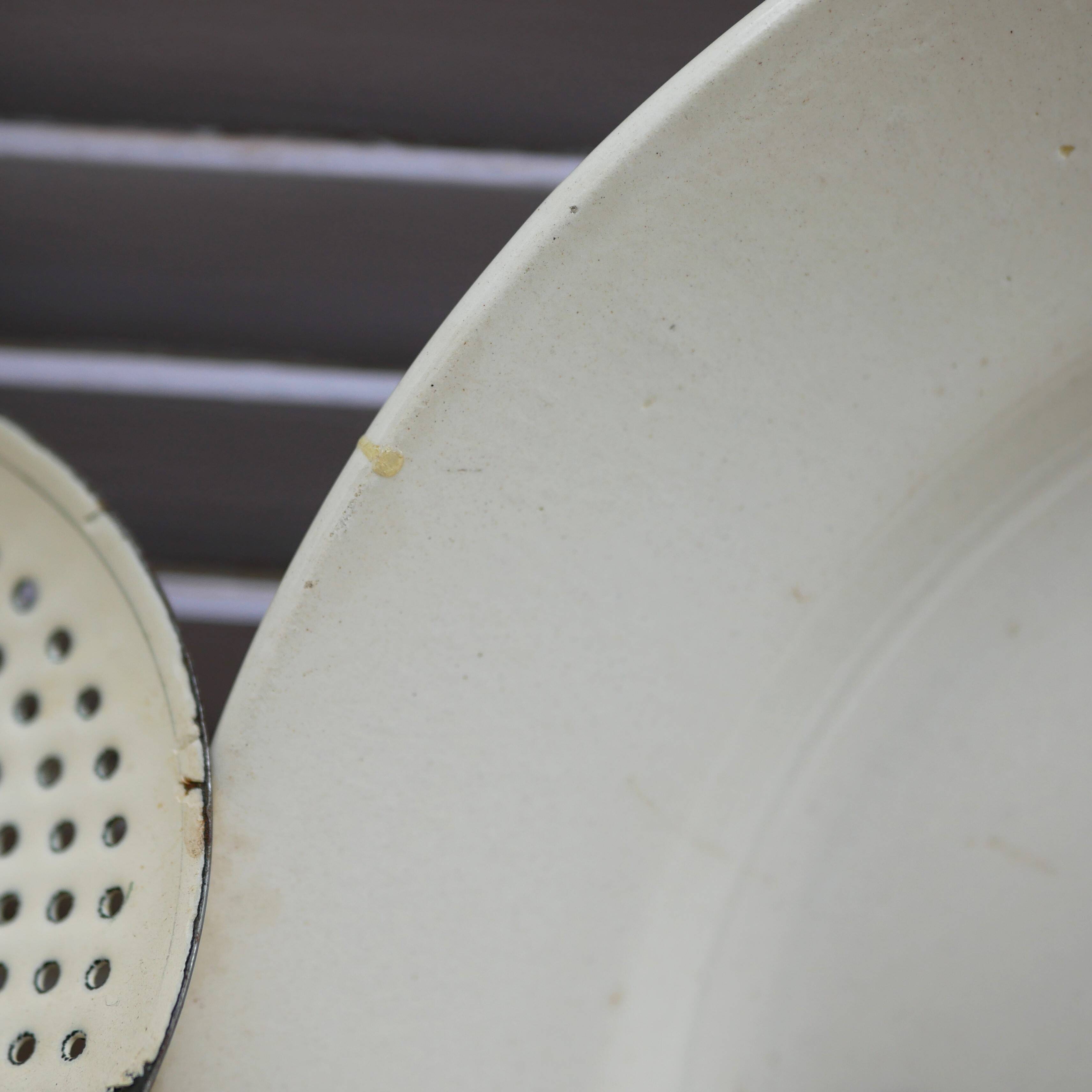 Large round stoneware serving platter from Digoin with a blue rose motif