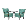 Pair of armchairs with wooden armrests, Czechoslovakia 1940s