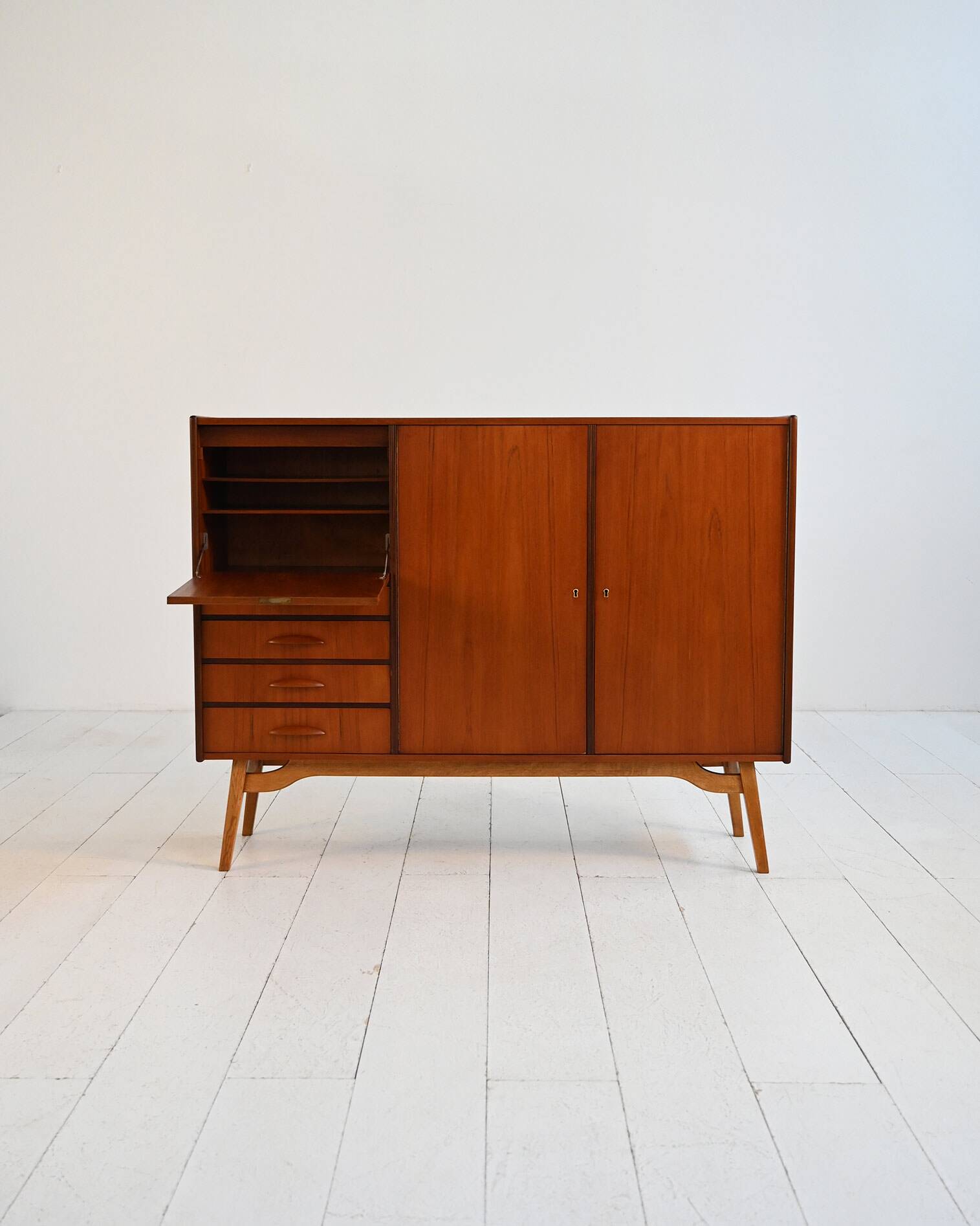 Danish Highboard in Teak and Mahogany, 1950s