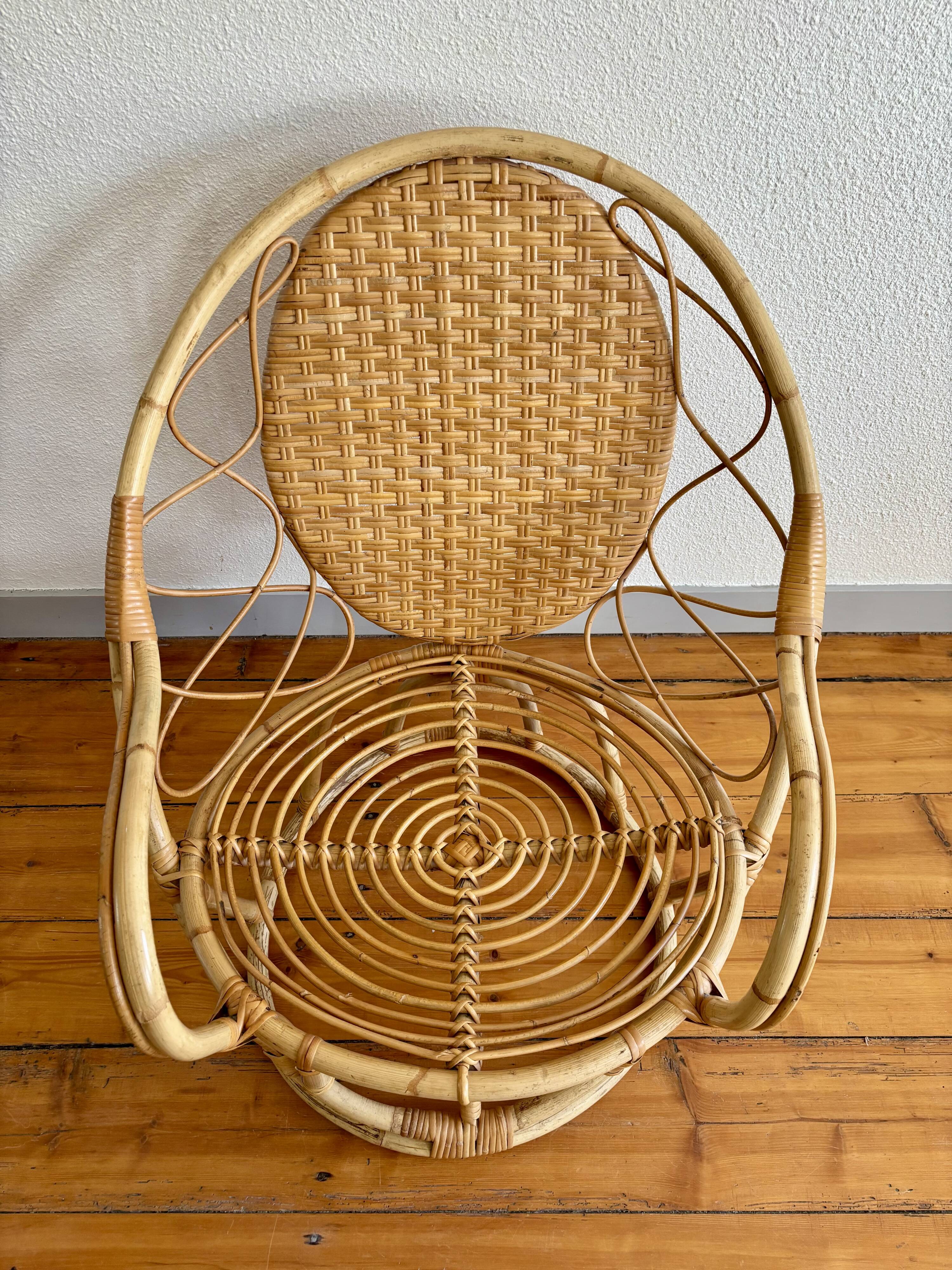 1960 vintage bamboo rattan armchair