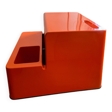 Coffre-banc Ozoo Space Age orange, design Marc Berthier, années 70