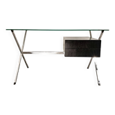 Chrome desk, glass and wood by Franco Albini for Knoll International.