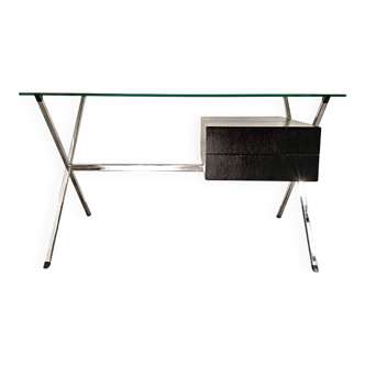 Chrome desk, glass and wood by Franco Albini for Knoll International.