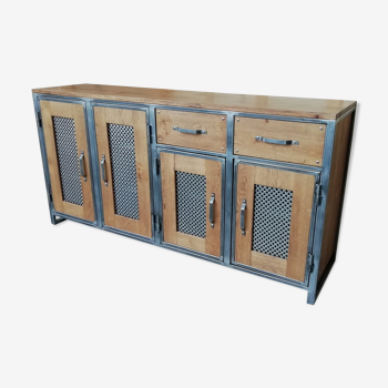 Industrial oak sideboard