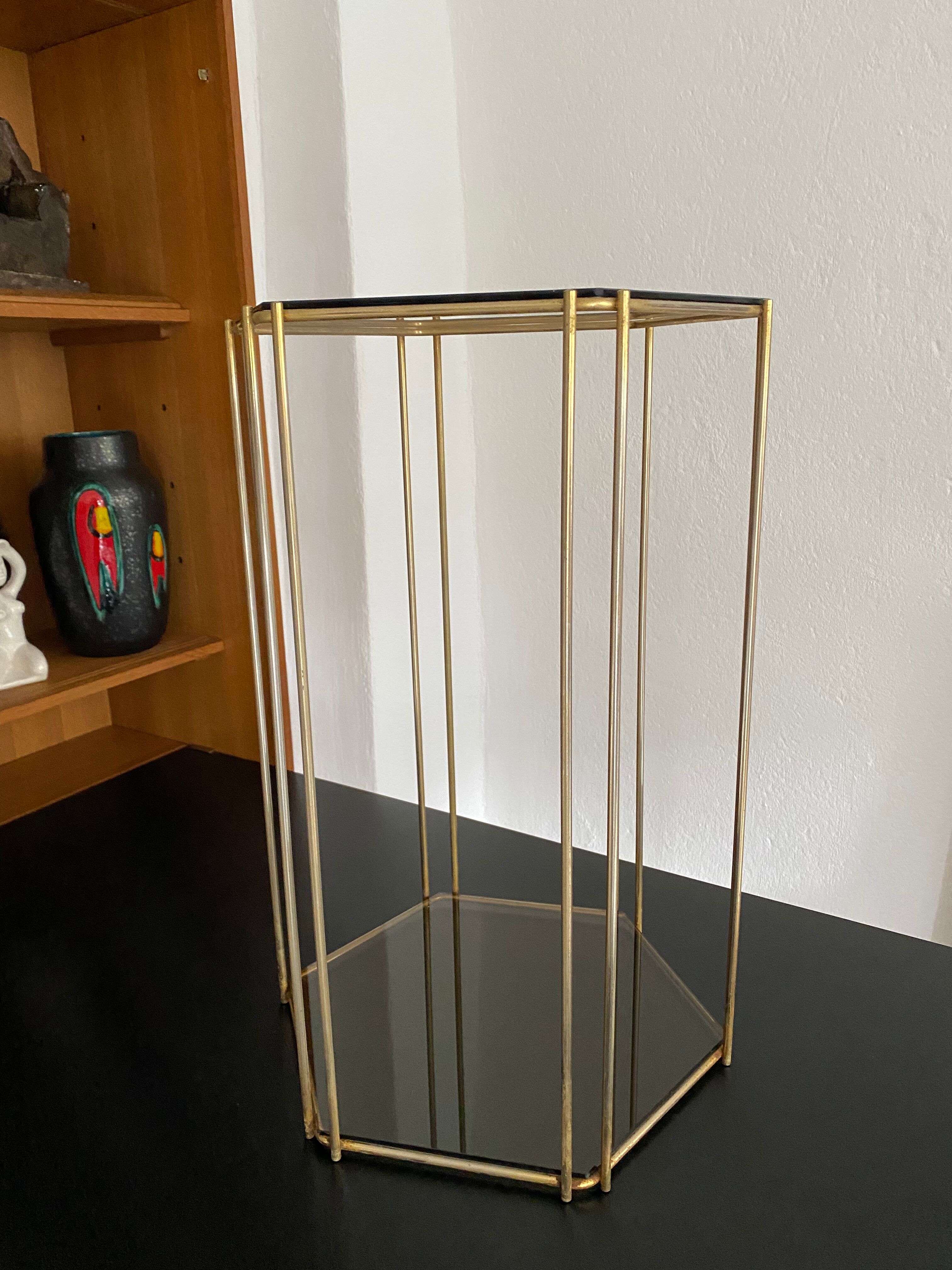 Vintage metal and glass side table