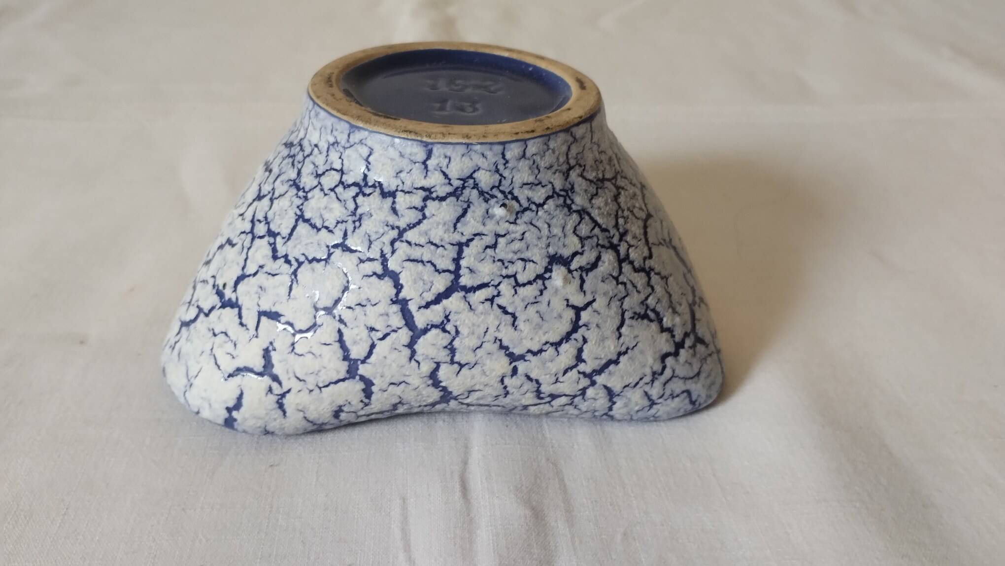 Blue crackled ceramic trinket tray