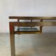 Guy Lefèvre Coffee Table for Maison Jansen, Brushed Steel and Brass