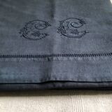Drap Ancien En Lin Et Coton Bleu Nocturne