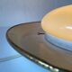 Brass disc and glass clip lamp from the mid-century by Hillebrand, 1950s, Germany.