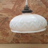 Old vintage art deco opaline pink pendant lamp