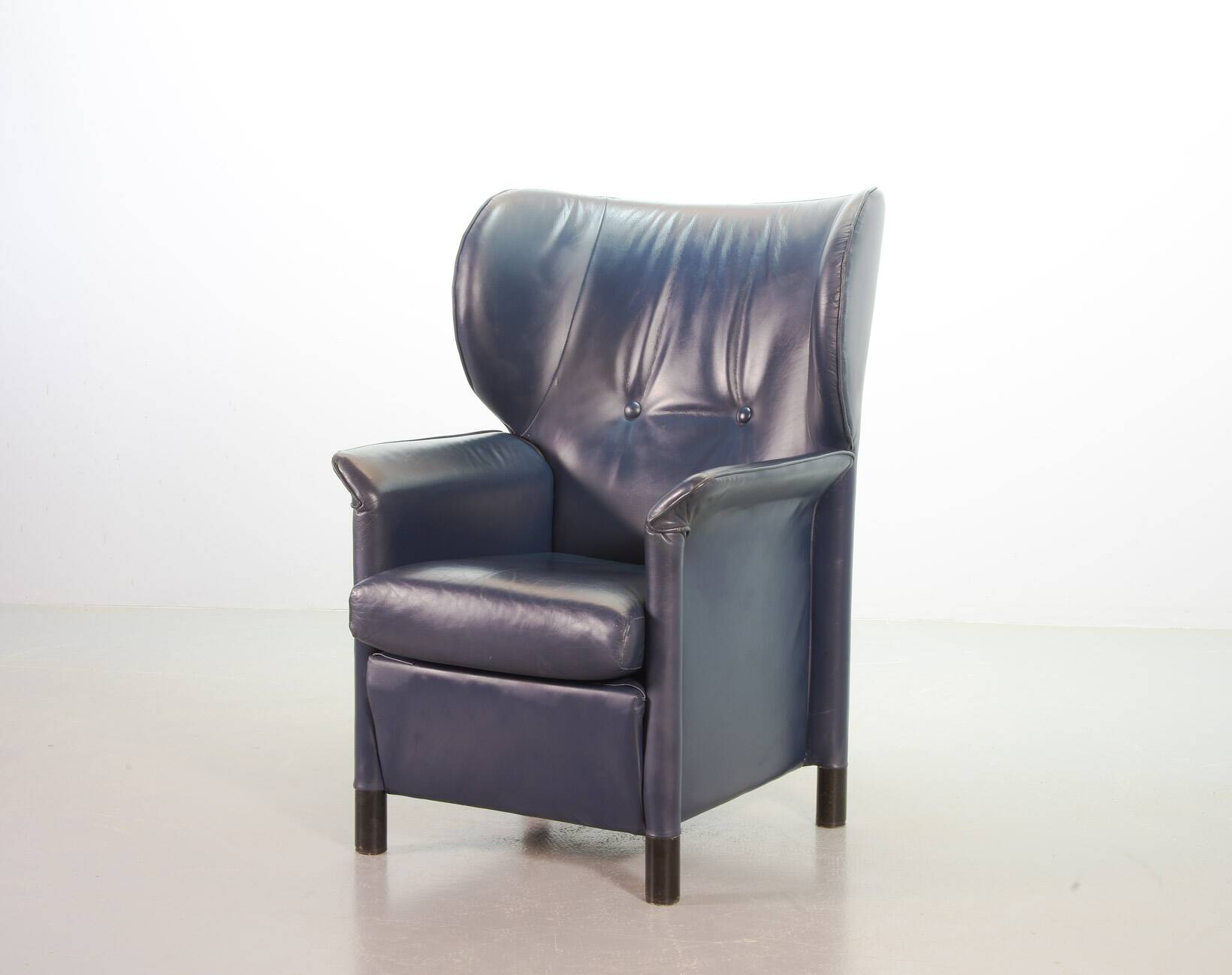 Wittmann Petrol Soft Leather Wing Chair Designed Model Aura  by Paolo Piva