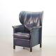 Wittmann Petrol Soft Leather Wing Chair Designed Model Aura  by Paolo Piva