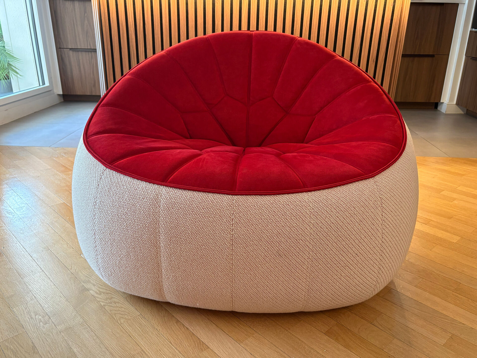 Cinna Ottoman en alcantara : grand canapé + 2 fauteuils dont 1 pivotan