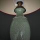 Napoleon III lamp in green cecidon on a brass base