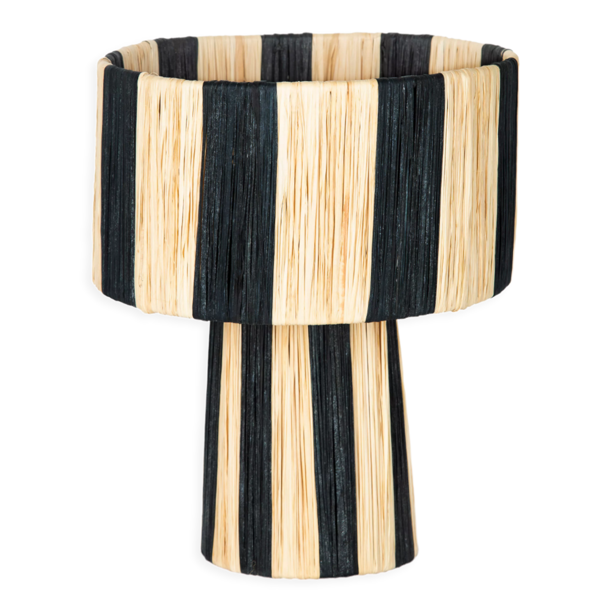 Black and white raffia lamp height 24,5cm