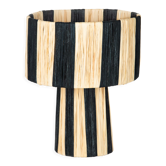 Lampe en raphia noir et blanc hauteur 24,5cm