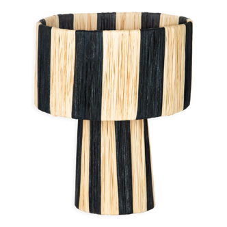 Black and white raffia lamp height 24,5cm