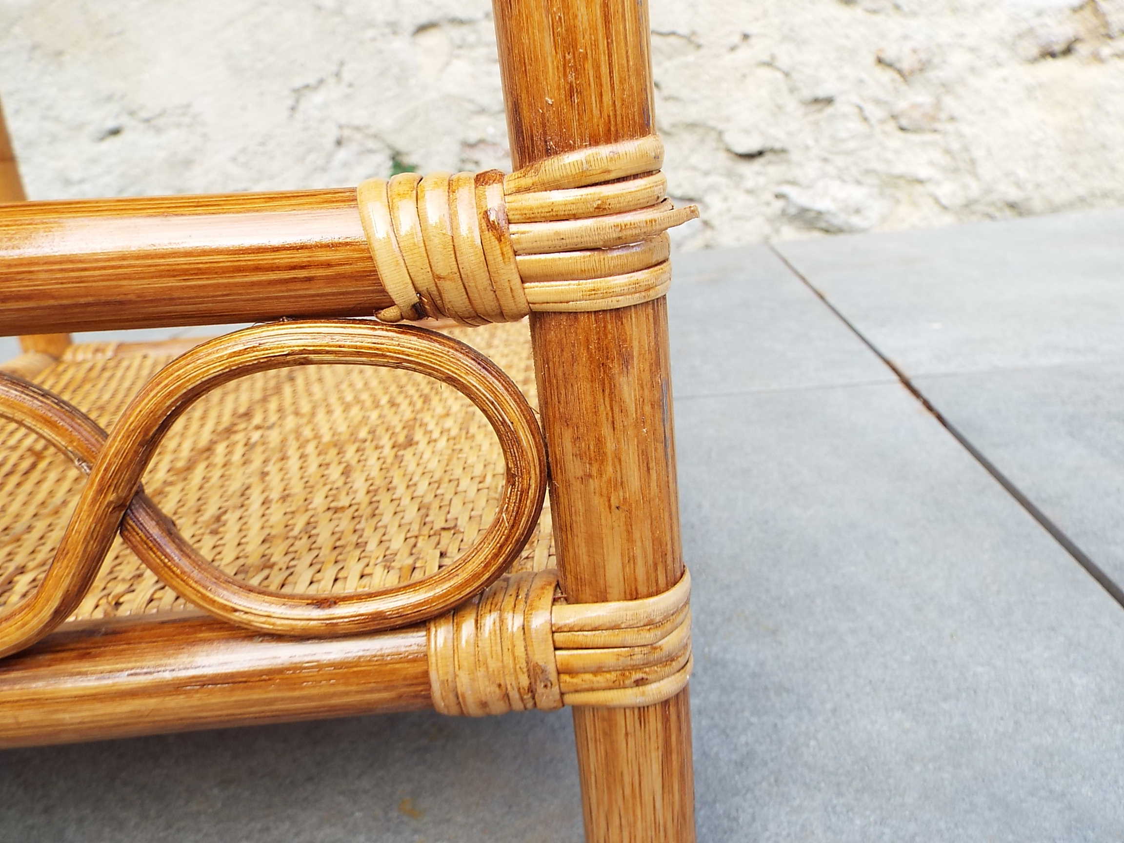 Rattan and bamboo bedside table