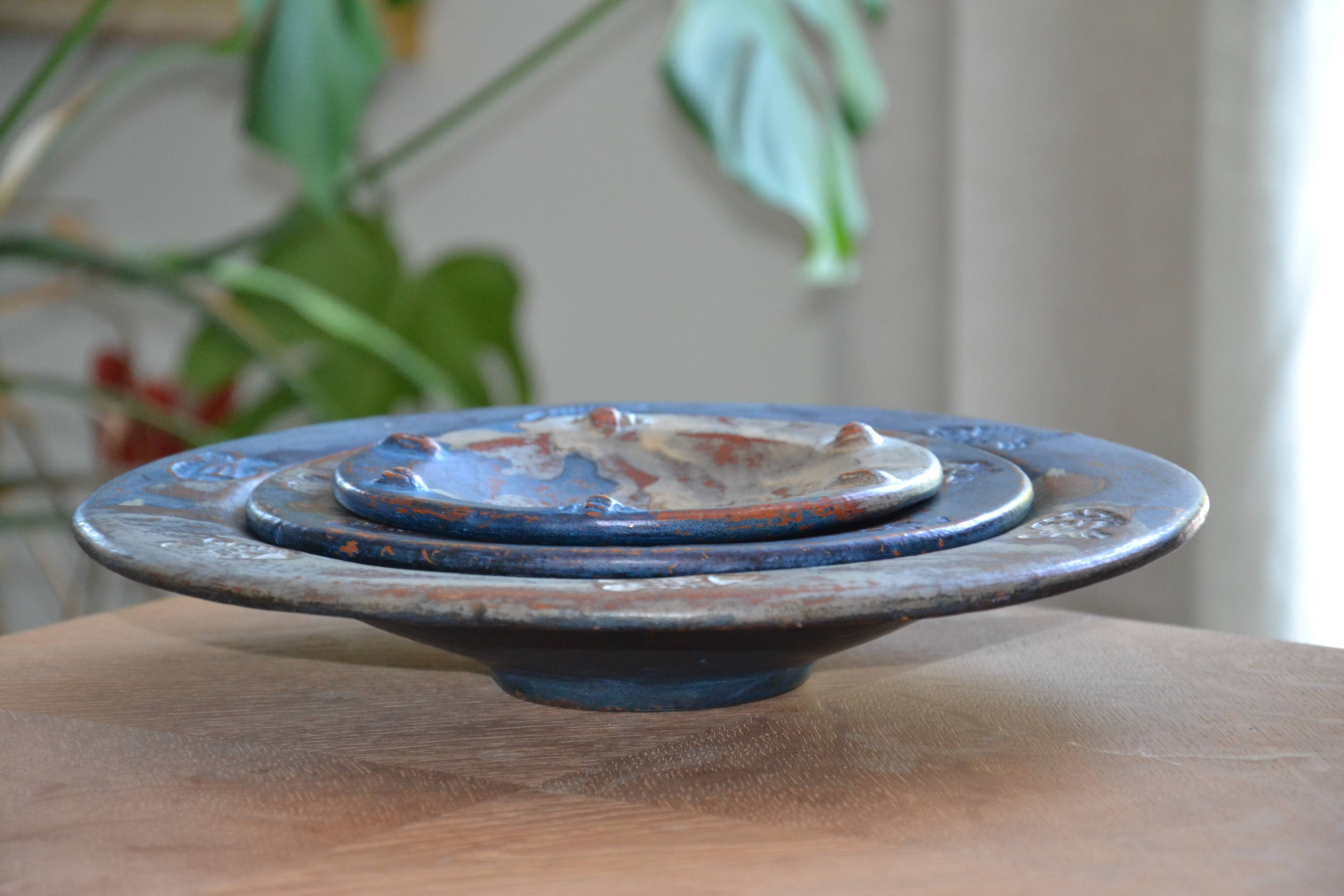 3 decorative handmade plates/trinket dishes