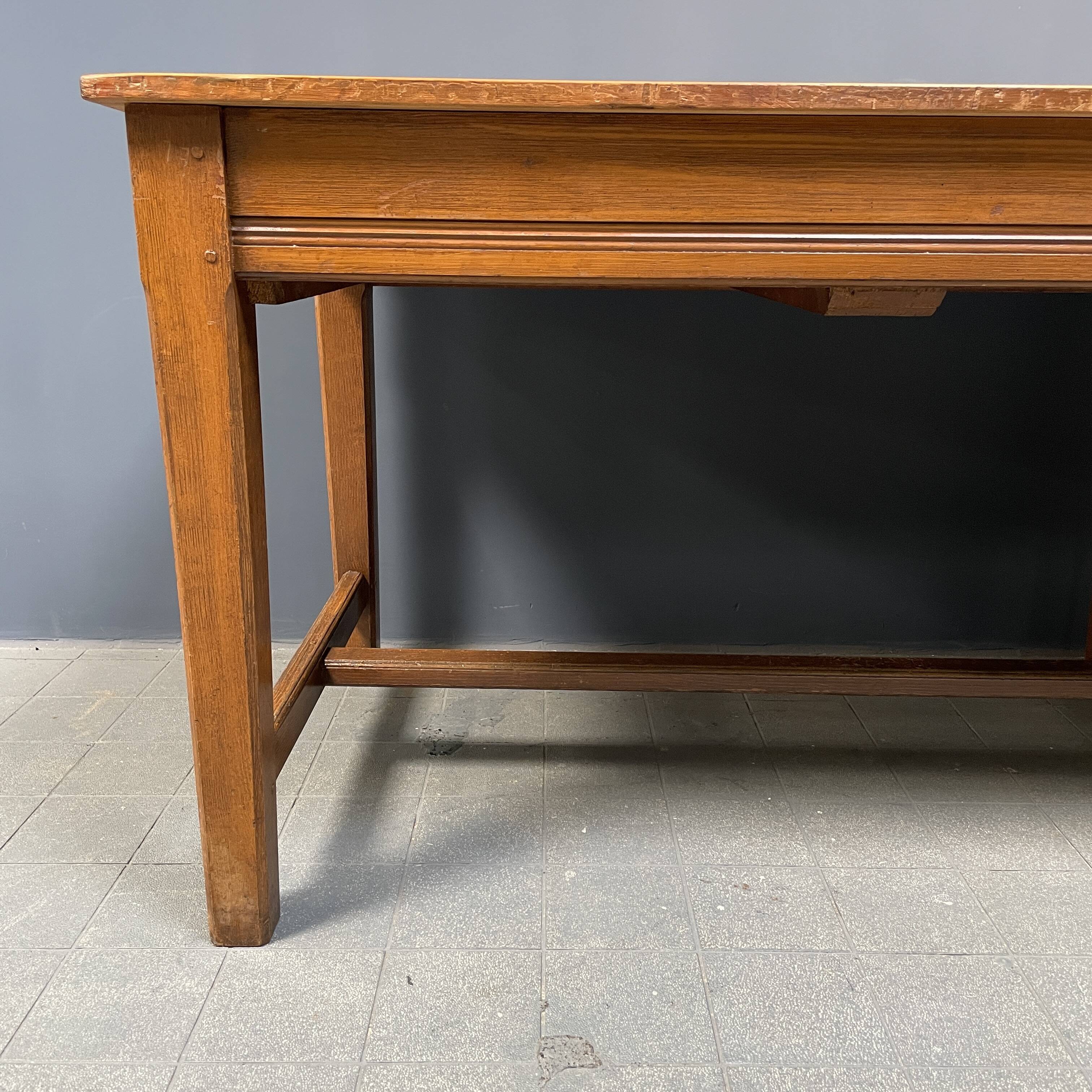 Large antique drapery fabric table