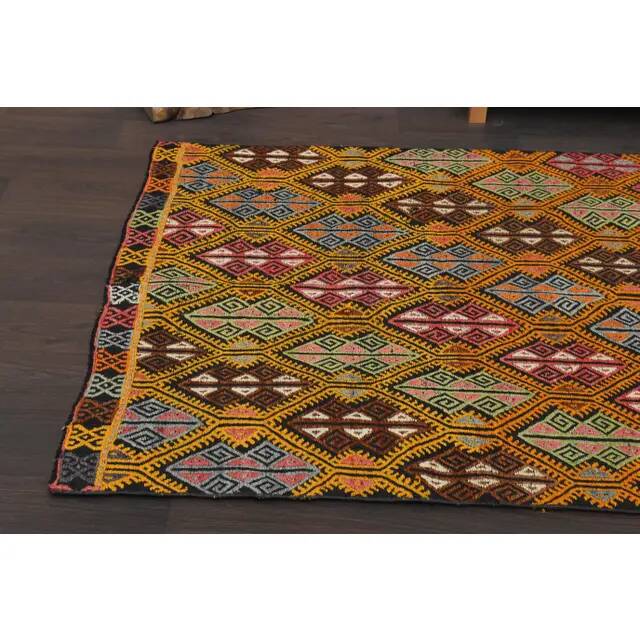 Tapis vintage turc Oushak fait main en laine et coton, années 1970