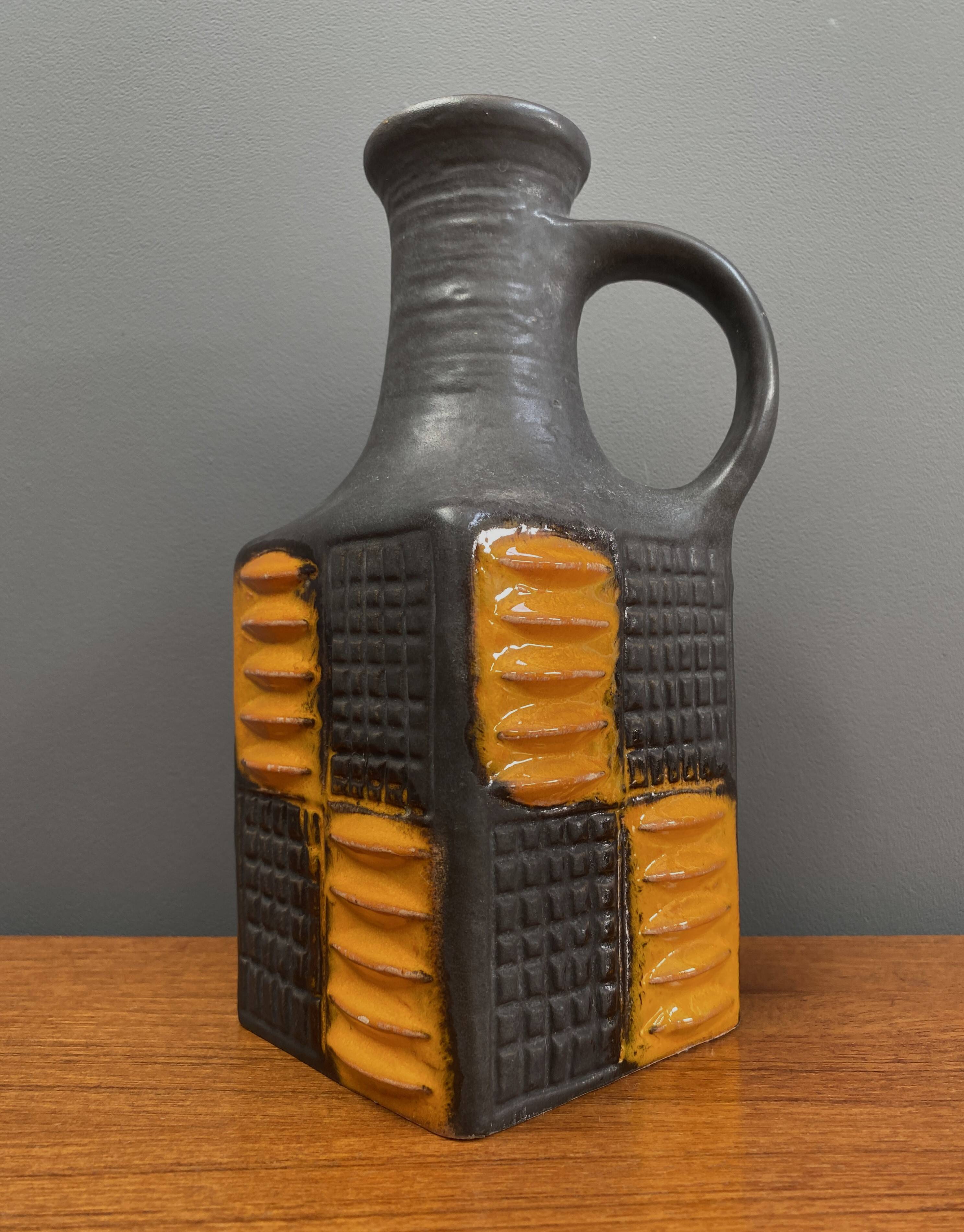 Brown and orange vase by Carstens model 7444-25  West Germany Pottery