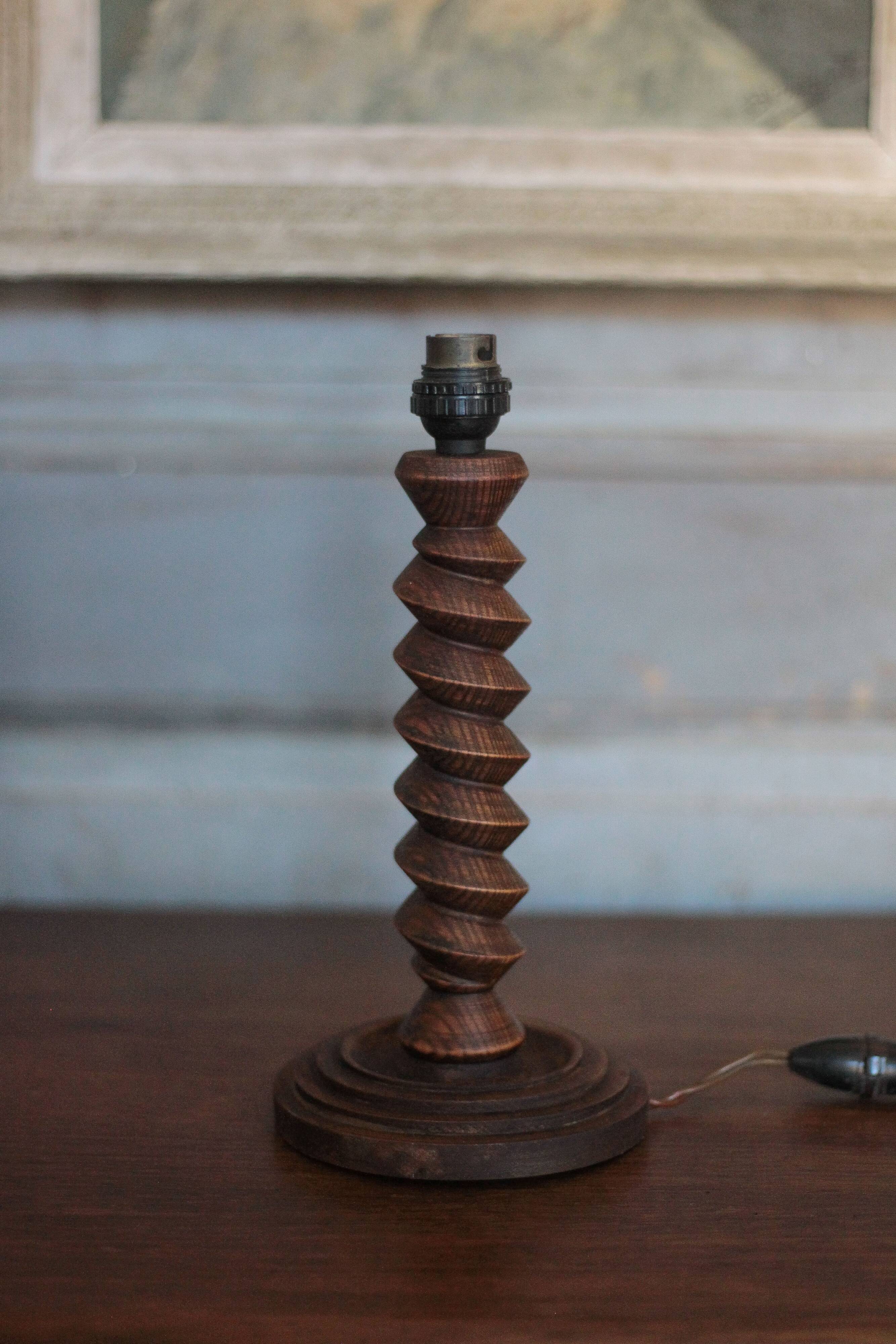 Turned wood lamp base, wooden lamp, table lamp, bedside lamp, lamp