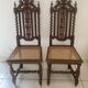 Pair of 2 Henri II neo-renaissance carved lion head chairs