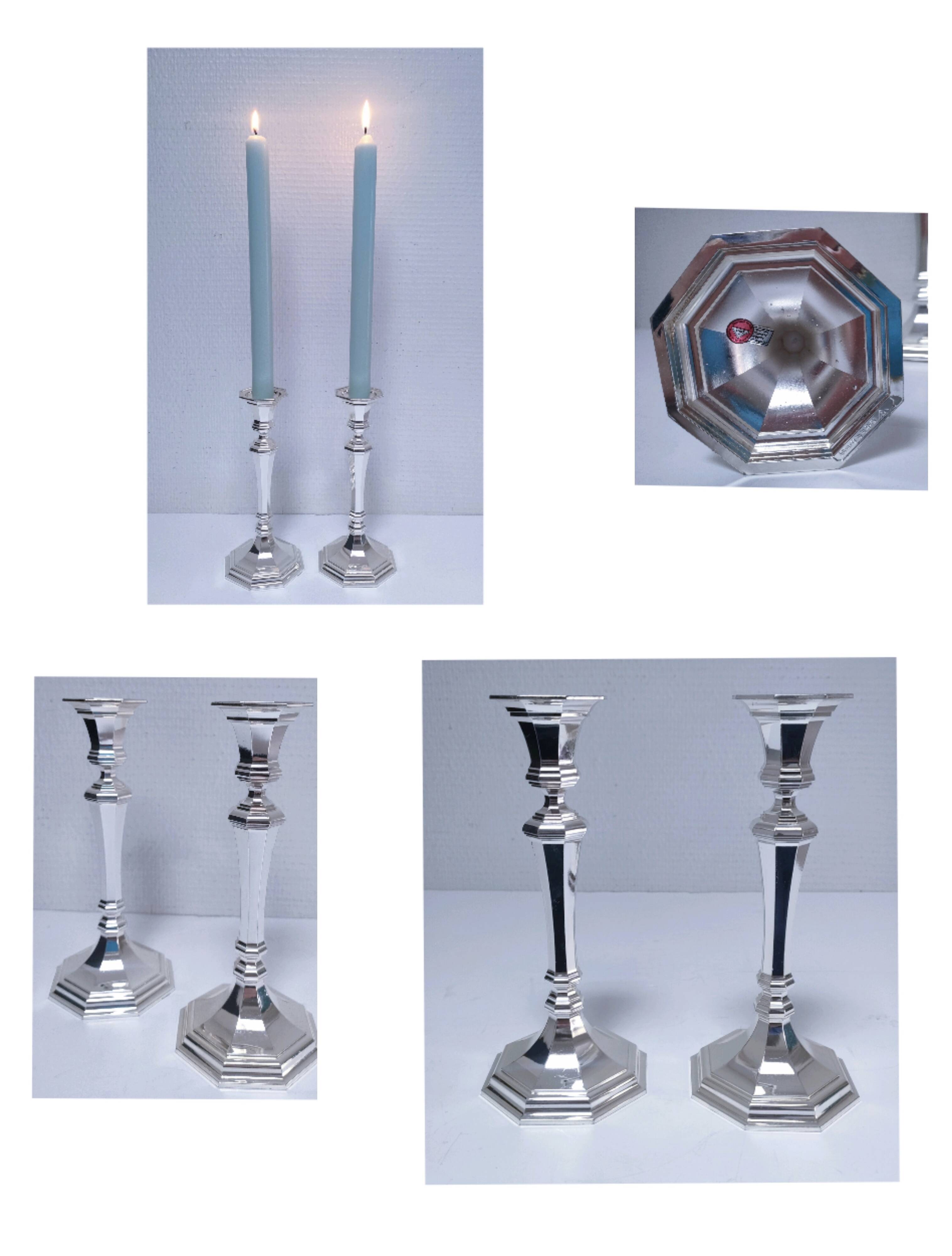 Pair of BMF candlesticks in silver-plated metal, vintage stamped