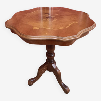 Pedestal table, Louis Philippe style inlaid side table