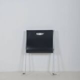 Italian folding magazine holder with saddle leather, 1970s