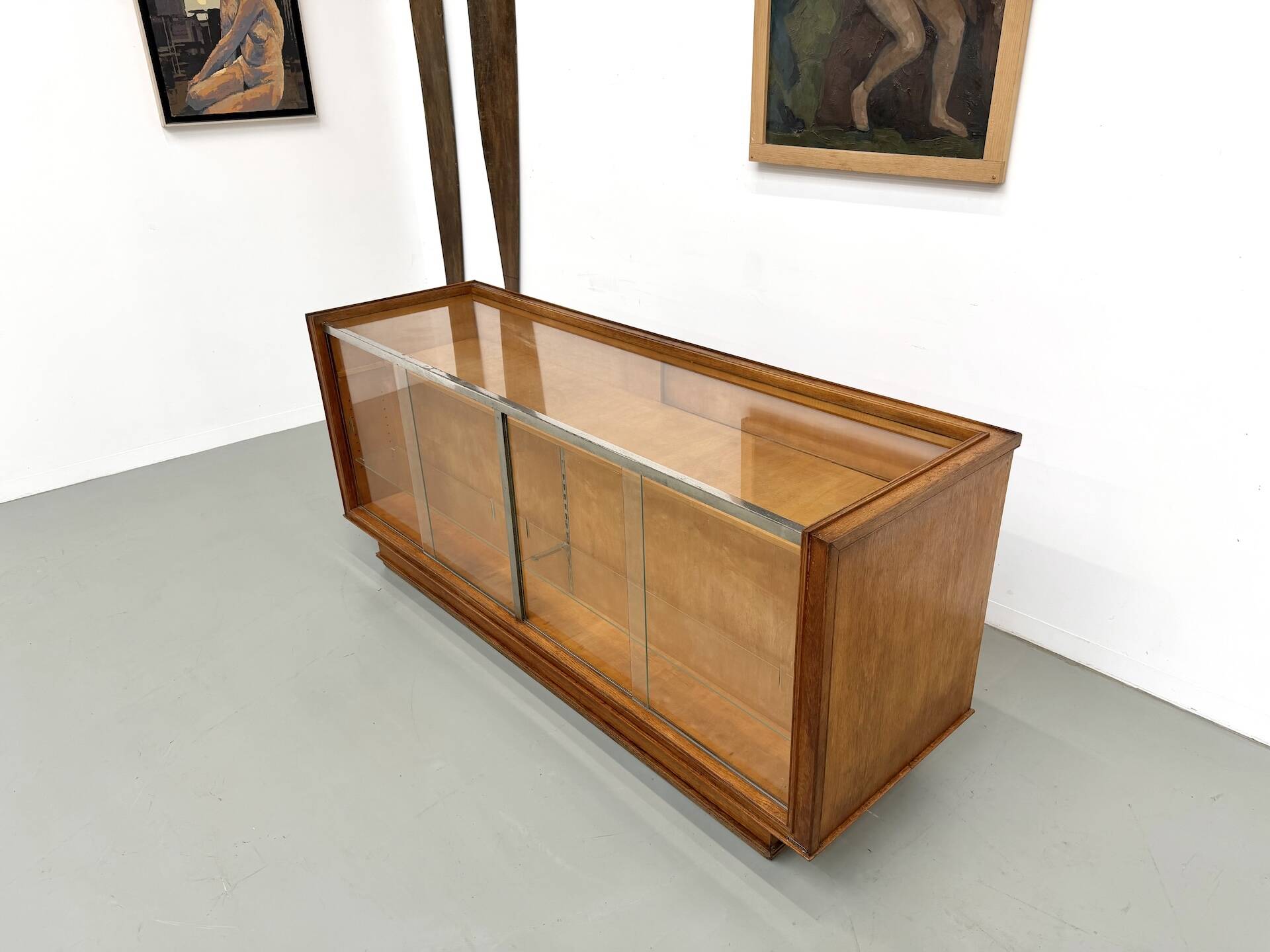 Vintage Siegel Paris workbench in oak and glass – 1950