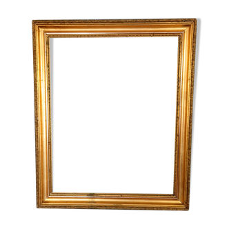 19th century frame gilded stucco wood, beaded interior edges, 47x39 cm, leaf 41.8x32.7 cm SB