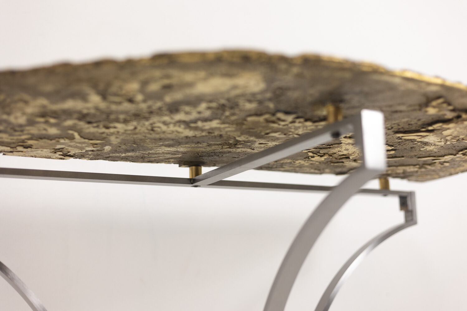 Pair of metal and bronze cast consoles. Contemporary.