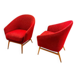 Pair of vintage red armchairs